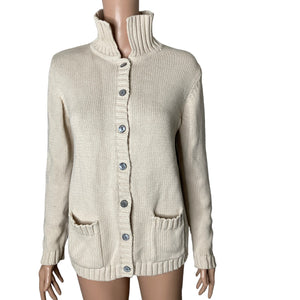 Appleseeds Cardigan Sweater Womens Small Beige Off White