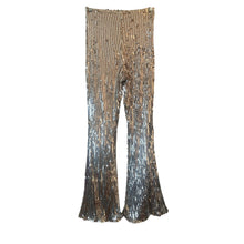 Load image into Gallery viewer, Club L London Silver Sequin Flare Pants Womens US 2 Hi Rise Party Festival Glam