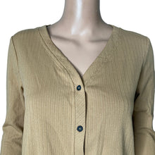Load image into Gallery viewer, Velvet Heart Tie Front Shirt Womens XS Mauve Ribbed Button Front