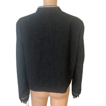 Load image into Gallery viewer, Avec Les Filles Tweed Bouclé Blazer Jacket Womens X Large Black Gold Trim New