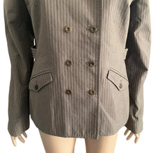 Load image into Gallery viewer, Ted Baker London Size 3 US 8 Brown Pinstripe Double Breasted Cotton Blazer Jacket