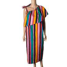 Load image into Gallery viewer, Who What Wear Maxi Dress Womens XXL Striped Multi Colored One Shoulder New