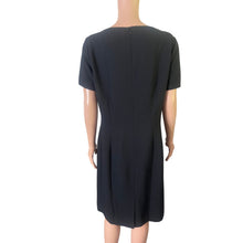 Load image into Gallery viewer, Vintage 90s Kasper ASL Dress Womens 12 Black Sheath Short Sleeve Career