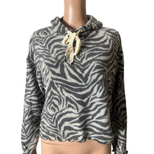 Load image into Gallery viewer, La La Land Creative Co Womens S Zebra Print Cropped Hoodie New Nordstrom