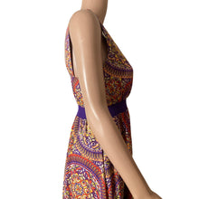 Load image into Gallery viewer, Route 66 Womens S 4-6 Paisley Handkerchief Hem Dress Purple Orange Boho Midi