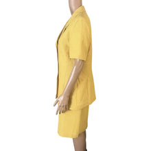 Load image into Gallery viewer, Le Suit Collections Yellow 2pc Skirt Suit Womens 12 Short Sleeve Jacket Church