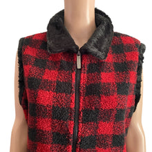 Load image into Gallery viewer, Woolrich Vest Womens Medium Tartan Black Red Plaid Faux Fur Collar