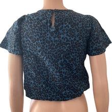 Load image into Gallery viewer, Nordstrom Top Girls Extra Large Blue Black Del Mar Leopard Print Pullover Tie Front