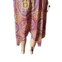 Load image into Gallery viewer, Route 66 Womens S 4-6 Paisley Handkerchief Hem Dress Purple Orange Boho Midi