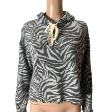 Load image into Gallery viewer, La La Land Creative Co Womens S Zebra Print Cropped Hoodie New Nordstrom