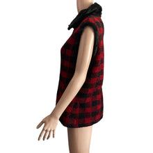 Load image into Gallery viewer, Woolrich Vest Womens Medium Tartan Black Red Plaid Faux Fur Collar