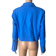 Load image into Gallery viewer, Jason Wu Cropped Linen Blend Blazer Jacket Blue One Button Women's Large L