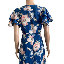Load image into Gallery viewer, French Connection Dress Womens 8 Verona Drape Midi Floral Blue New