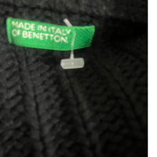 Load image into Gallery viewer, Vintage Benetton Sweater Womens Large Black Cable Knit Full Zip Wool Blend Italy