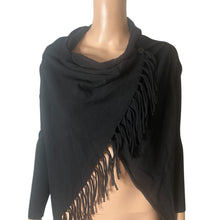 Load image into Gallery viewer, Elan Black Fringe Wrap Shawl Cardigan Sweater XS