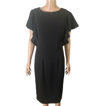 Load image into Gallery viewer, Carmen Marc Valvo Infusion Womens 4 Black Sheath Dress Flutter Sleeve Career