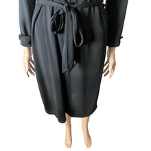 Load image into Gallery viewer, Evan Picone Dress Womens Large Black Collared Wrap Tie Waist Long Sleeve