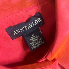 Load image into Gallery viewer, Ann Taylor Blouse Womens Size 6 Pink Iridescent 100% Silk Short Sleeve Button Front Shirt