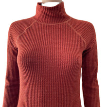 Load image into Gallery viewer, Hem &amp; thread Bodysuit Thermal Womens Small Rust Orange Mock Neck