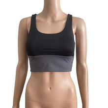 Load image into Gallery viewer, CRZ Yoga Sports Bra Small Longline Cross Back Black Grey