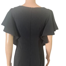 Load image into Gallery viewer, Carmen Marc Valvo Infusion Womens 4 Black Sheath Dress Flutter Sleeve Career
