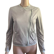 Load image into Gallery viewer, A|X Armani Exchange Moto Jacket Womens Small Gray Faux Suede Asymmetrical Zip Lightweight