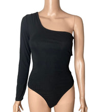 Load image into Gallery viewer, ASTR The Label Bodysuit Medium Twist Back One Sleeve Black Stretch