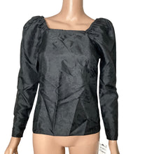 Load image into Gallery viewer, RP Rachel Parcell Blouse Womens XXS Long Puff Sleeve Black Jacquard