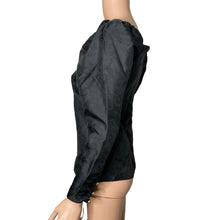 Load image into Gallery viewer, RP Rachel Parcell Blouse Womens XXS Long Puff Sleeve Black Jacquard