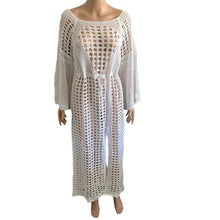 Load image into Gallery viewer, Swimming Crochet Maxi Cover Up Womens One Size Beach White