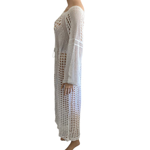 Swimming Crochet Maxi Cover Up Womens One Size Beach White