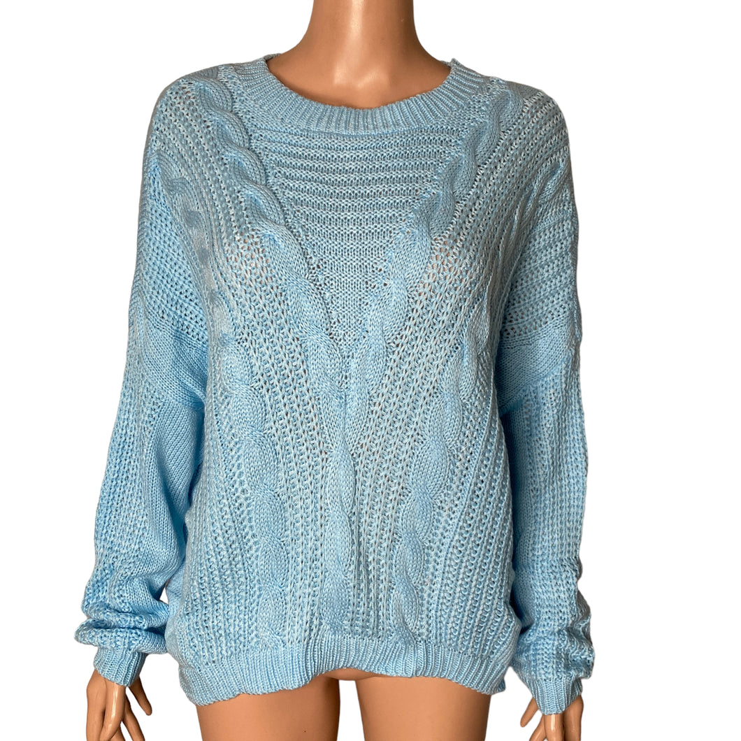 Abound Sweater Womens Size Large Cable Knit Sky Blue