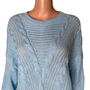 Abound Sweater Womens Size Large Cable Knit Sky Blue