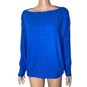 Vince Camuto Sweater Womens Small Royal Blue Long Sleeve Snap Buttons