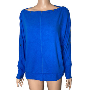 Vince Camuto Sweater Womens Small Royal Blue Long Sleeve Snap Buttons