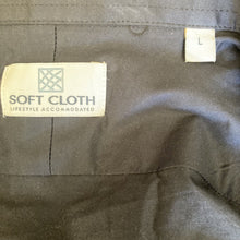 Load image into Gallery viewer, Soft Cloth Button Front Shirt Mens Size Large Navy Blue Stretch New