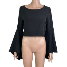 Load image into Gallery viewer, Runaway Top Crop Womens 6 Black New Flare Sleeve Black Wisdom Top