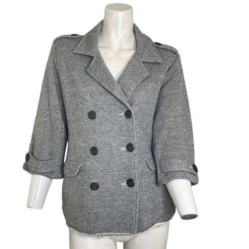 Cabi Jacket Womens Medium Shrunken Knit Peacoat Marbled Gray