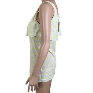 Mystree Tanktop Womens Small Striped Yellow white Stretch Pullover