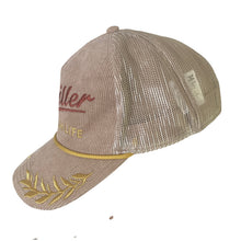 Load image into Gallery viewer, Miller High Life Trucker Hat Tan Corduroy Mesh Snapback Beer Cap One Size OSFM