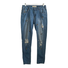 Load image into Gallery viewer, Zara Jeans 1975 Womens 00 Gems Rhinestone Distressed Ripped