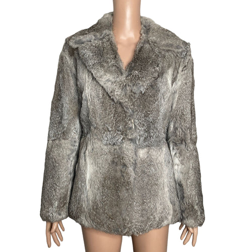 Vintage Fur Coat Womens Medium Rabbit Silver Split End Limited