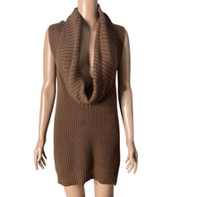 Load image into Gallery viewer, Ann Taylor Sweater Womens M Brown Hand Knit Sleeveless Tunic Plunging Cowl Neck