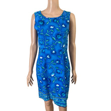 Load image into Gallery viewer, Betsy Lauren Floral Dress Womens Size 5 Blue Sleeveless Sheath Knee Length