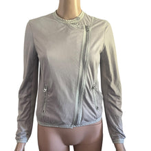 Load image into Gallery viewer, A|X Armani Exchange Moto Jacket Womens Small Gray Faux Suede Asymmetrical Zip Lightweight