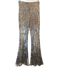 Load image into Gallery viewer, Club L London Silver Sequin Flare Pants Womens US 2 Hi Rise Party Festival Glam