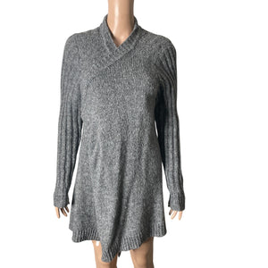 Ruby Moon Draped Sweater Womens XL Wool Blend Chunky Knit Gray Open Front