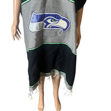 Load image into Gallery viewer, Seattle Seahawks Poncho Caftan Dress Fringe NFL Team Logo Black Gray Womens