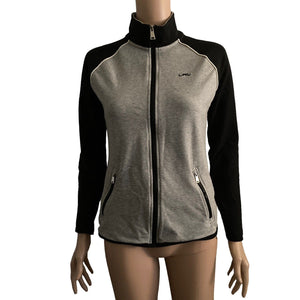 Lauren Ralph Lauren Sweat Jacket Womens Size Small Gray Black Full Zip