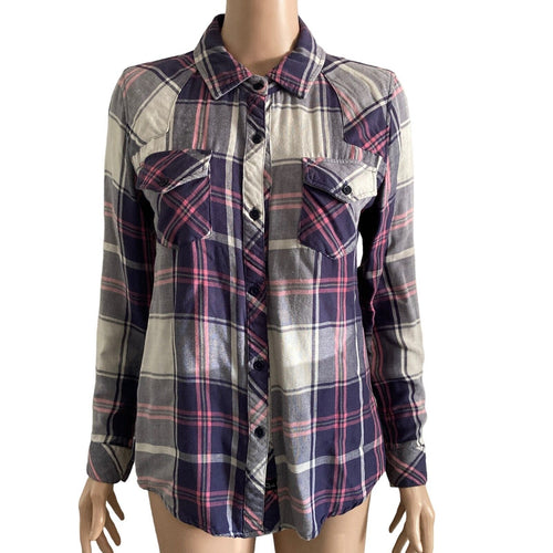 Rails Shirt Womens XS Purple Plaid Flannel Button Front